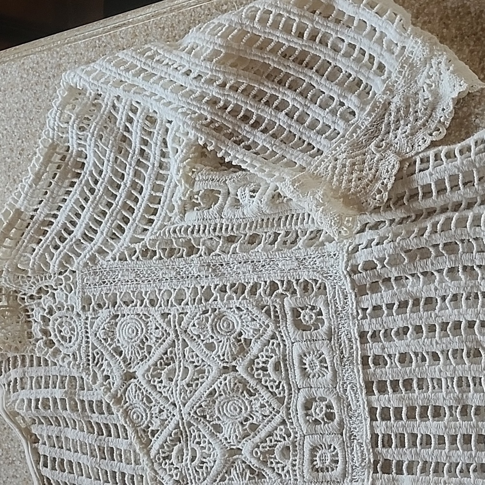 Maria Rello Crocheted CoverUp Tunic Ivory Size M - Picture 9 of 16